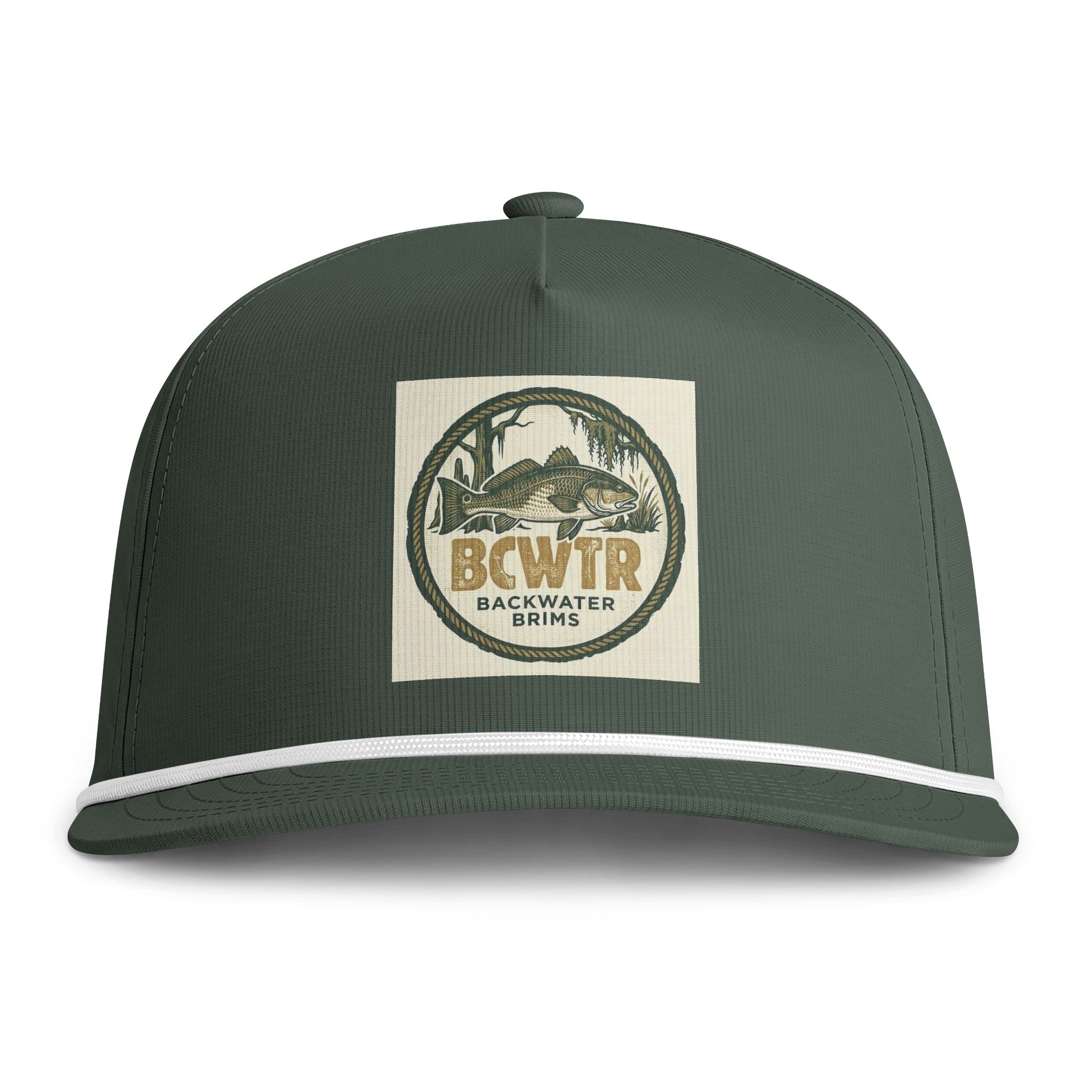 Backwater Brims Rope Cap — Vintage Fish & Marsh Embroidered Trucker Hat