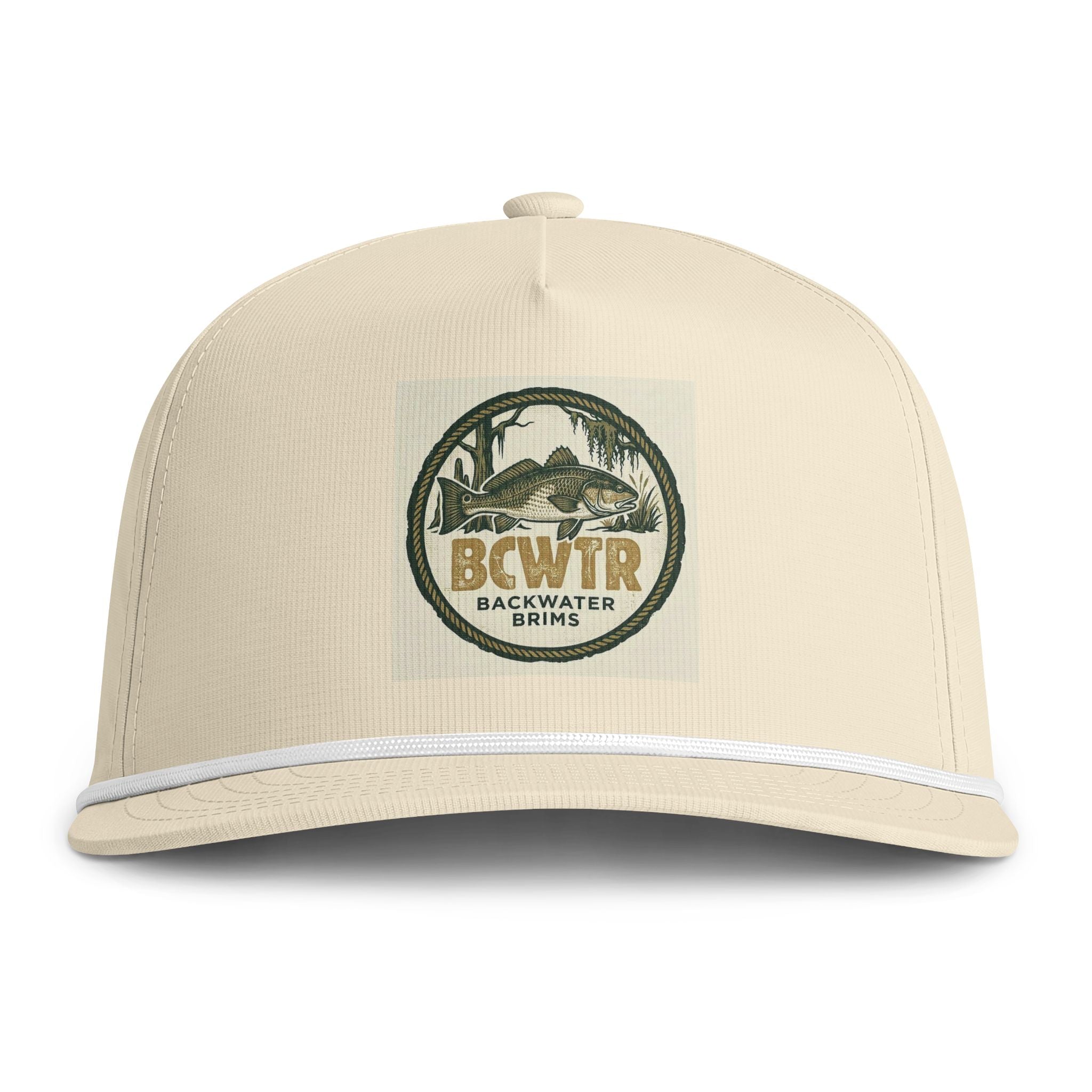 Backwater Brims Rope Cap — Vintage Fish & Marsh Embroidered Trucker Hat