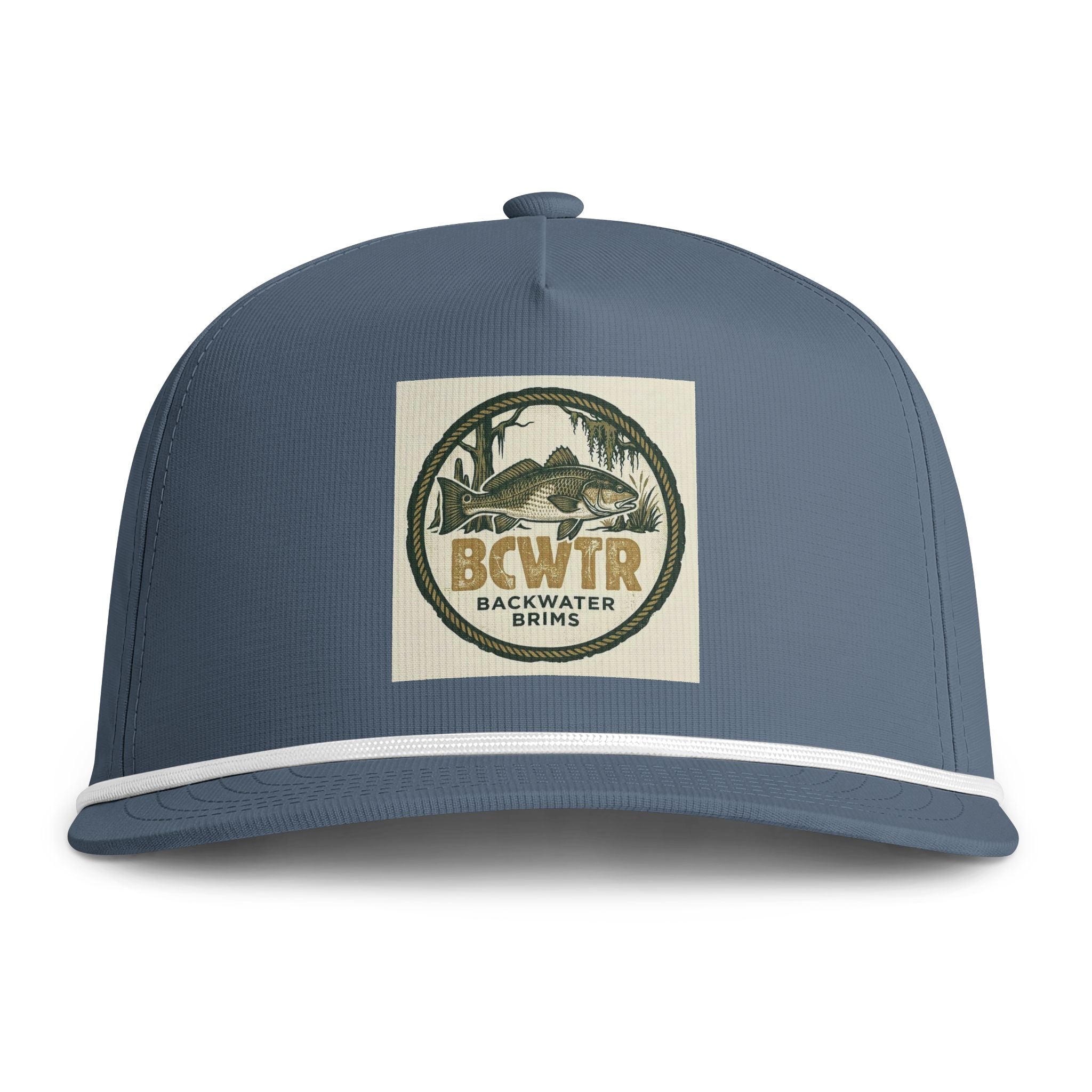 Backwater Brims Rope Cap — Vintage Fish & Marsh Embroidered Trucker Hat
