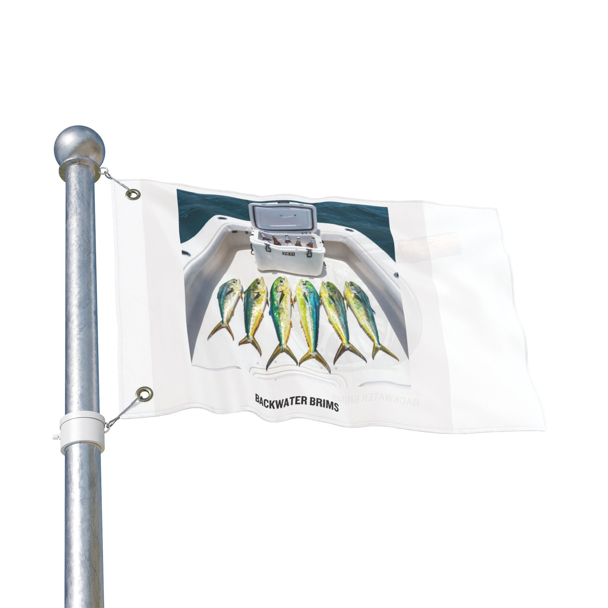 Nautical Fishing Flag — Double-Sided Mahi & Fly Reel Boat Banner