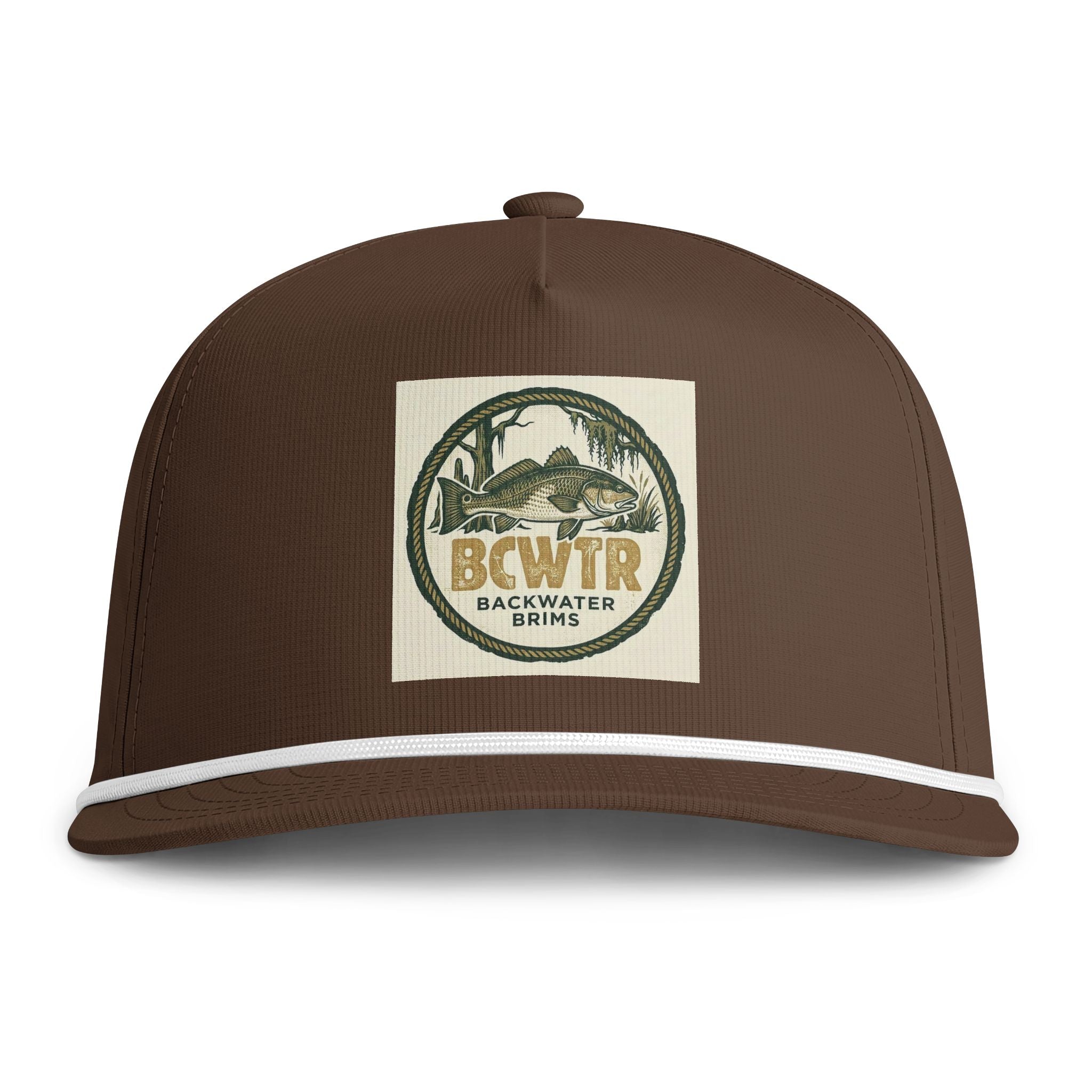 Backwater Brims Rope Cap — Vintage Fish & Marsh Embroidered Trucker Hat