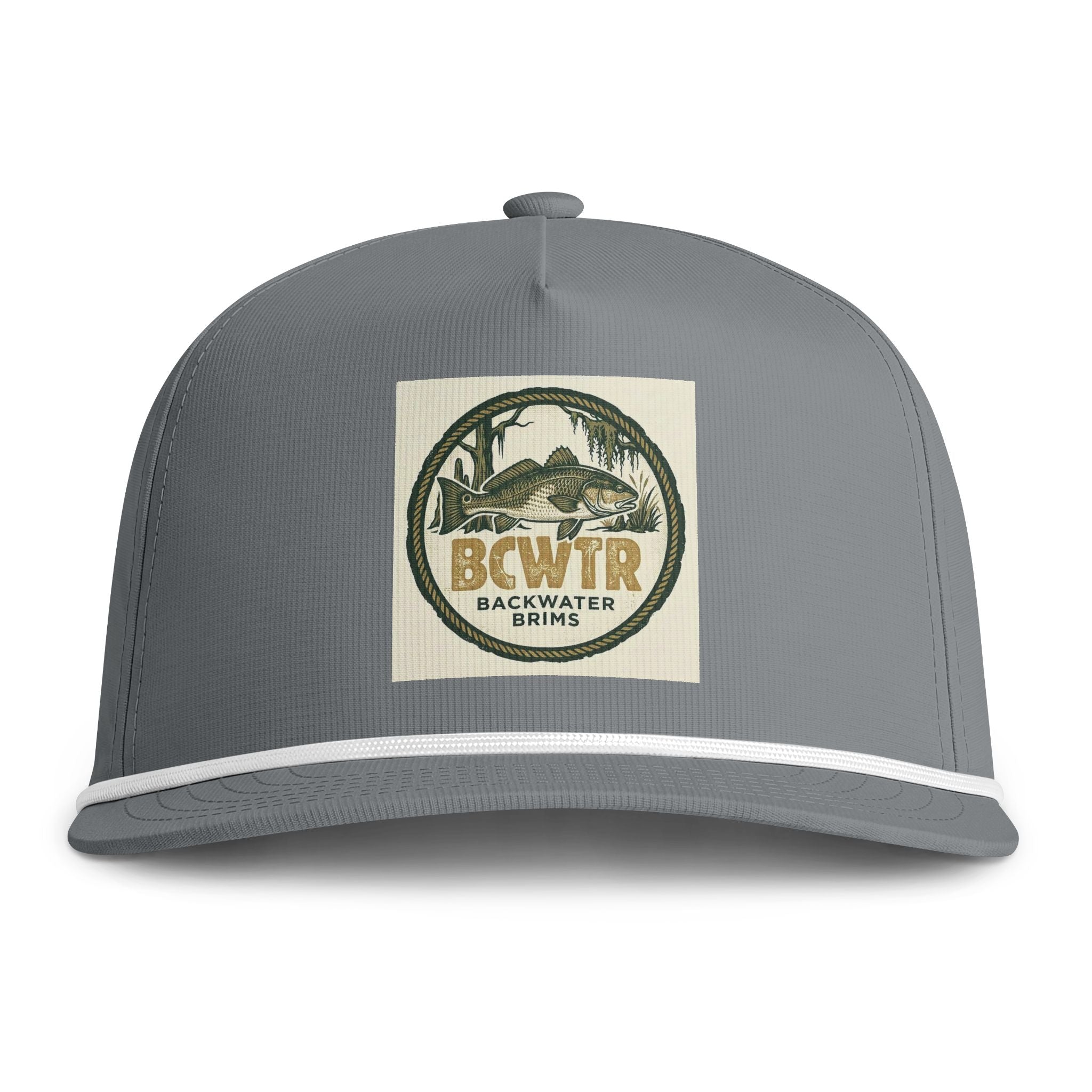 Backwater Brims Rope Cap — Vintage Fish & Marsh Embroidered Trucker Hat