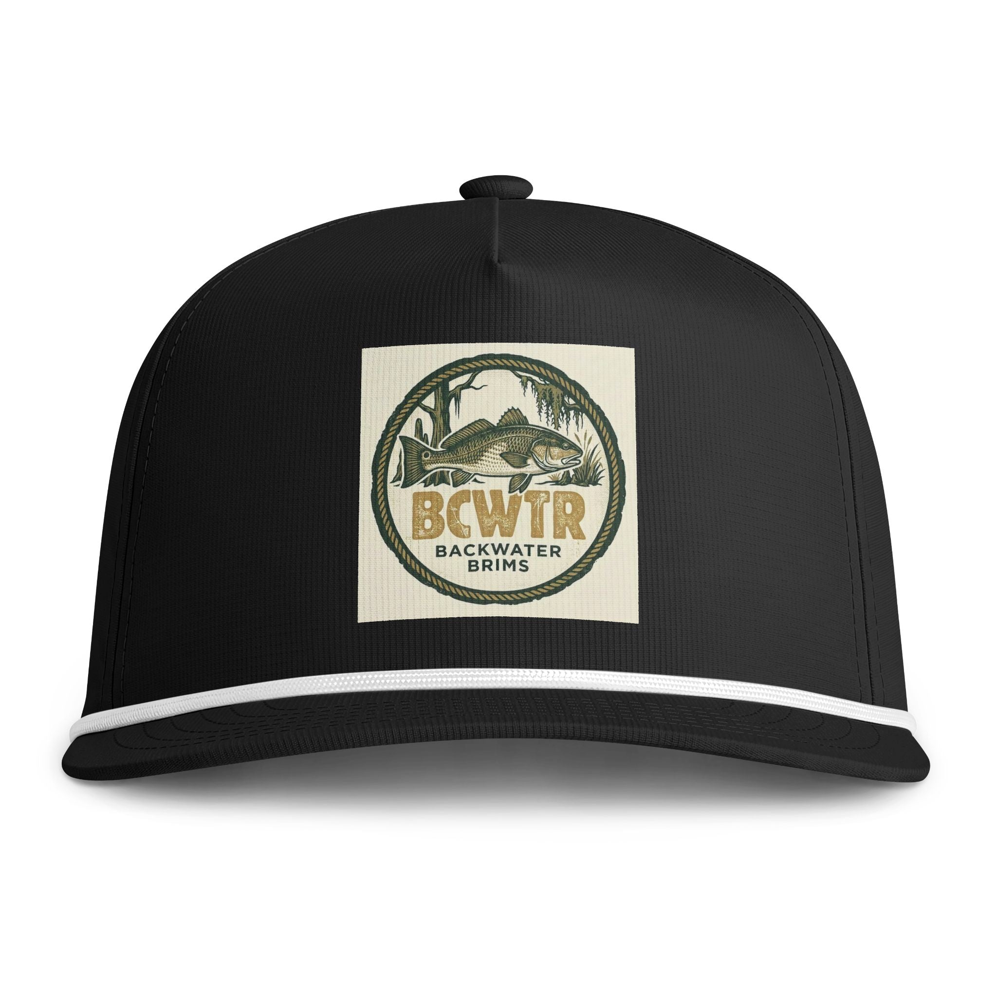 Backwater Brims Rope Cap — Vintage Fish & Marsh Embroidered Trucker Hat