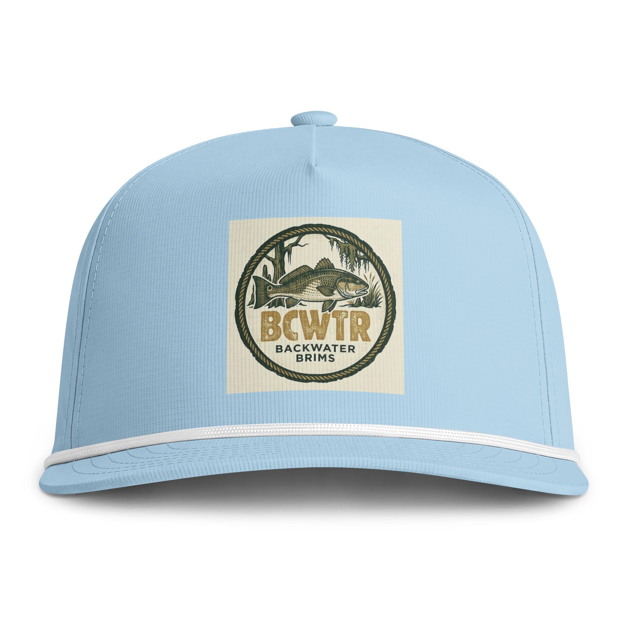 Backwater Brims Rope Cap — Vintage Fish & Marsh Embroidered Trucker Hat